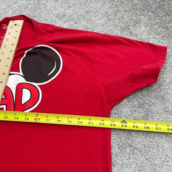 Disney Mickey Mouse Graphic T-Shirt Mens XL Red Crew Neck Cotton Casual Dad Tee - Picture 7 of 8
